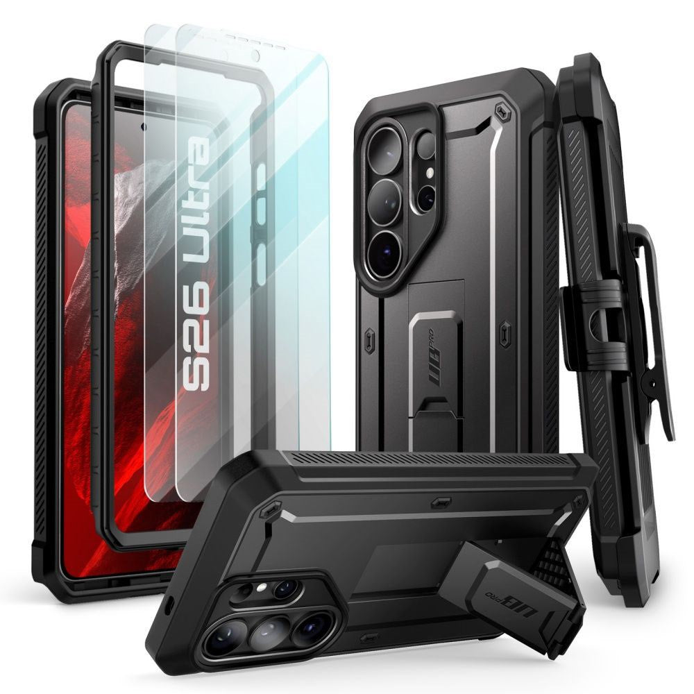 Samsung Galaxy S26 Ultra SUPCASE Unicorn Beetle Pro Deksel m. 2x Herdet Skjermbeskyttelsesglass – Svart