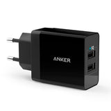 Anker Vegglader 24W med 2 x USB-A - Svart