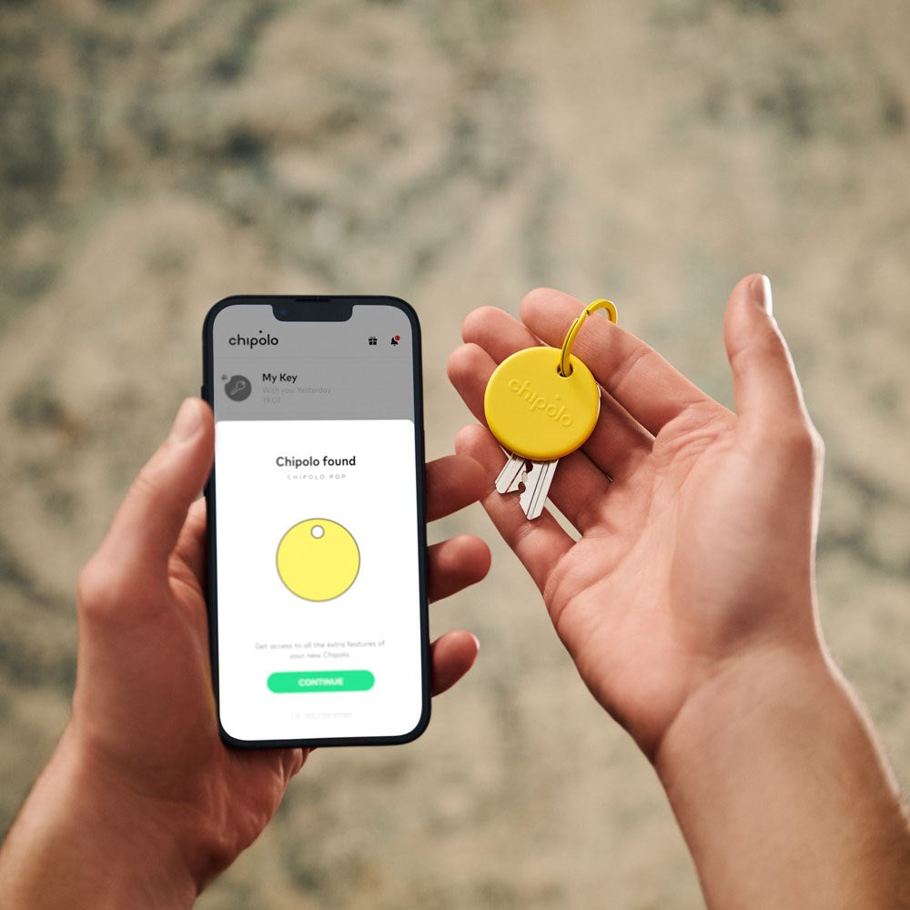 Chipolo POP Bluetooth GPS Tracker - Kompatibel med Apple Find My & Google's Find My Device - Gul