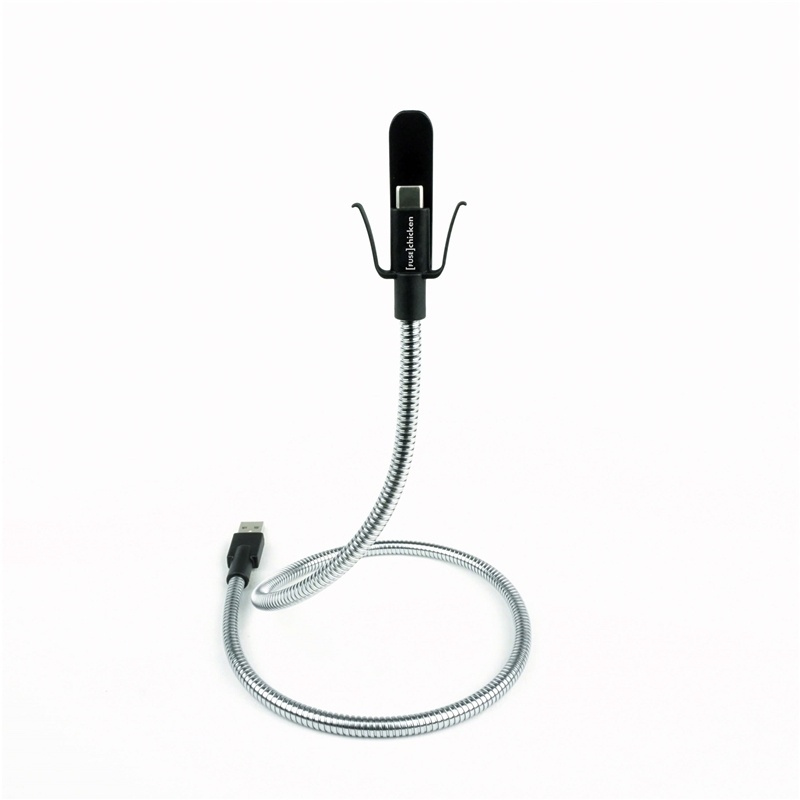 Fuse Chicken Frittstående USB-C-Kabel med Holdefunksjon - inkl. 2 x Klips - 0,6m - Sølv