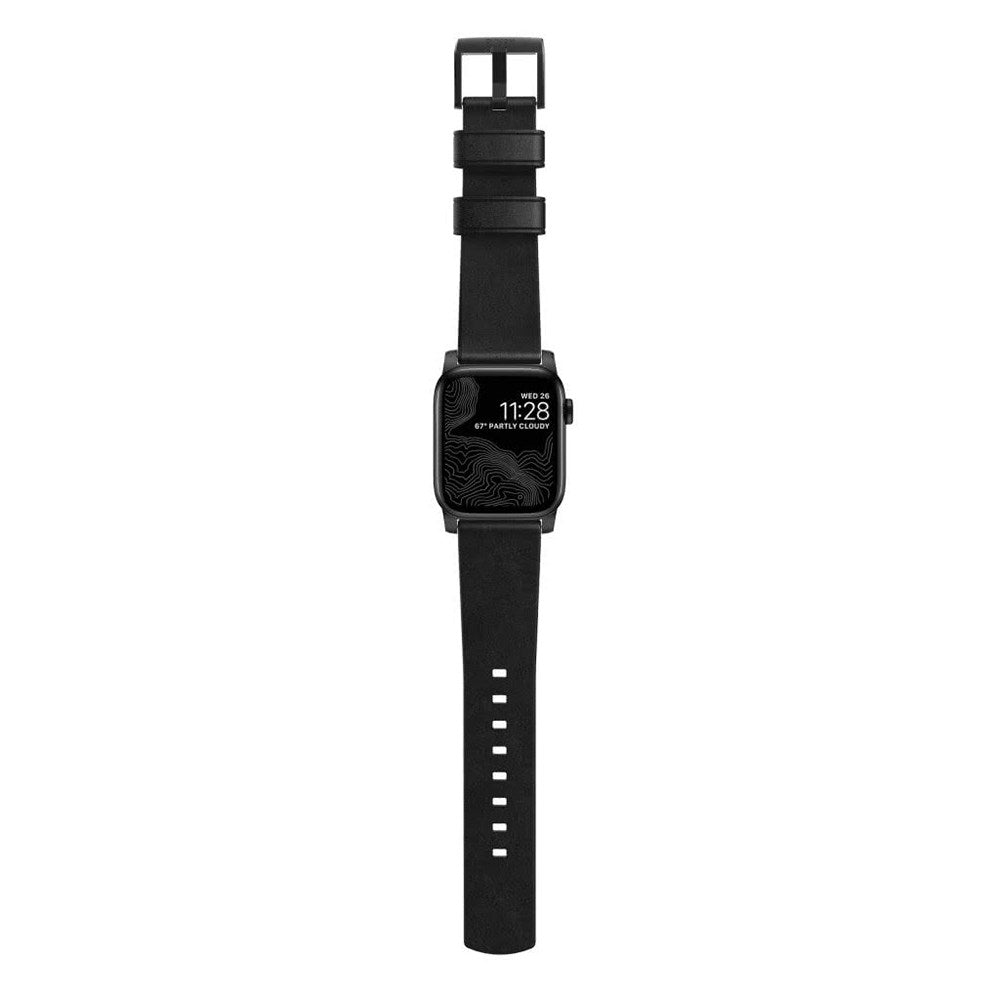 Nomad Apple Watch (42/44/SE/45/46/49mm) Modern Horween Band Rem - Black / Black Hardware