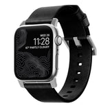 Nomad Apple Watch (42/44/SE/45/46/49mm) Modern Horween Band Rem - Black / Silver Hardware