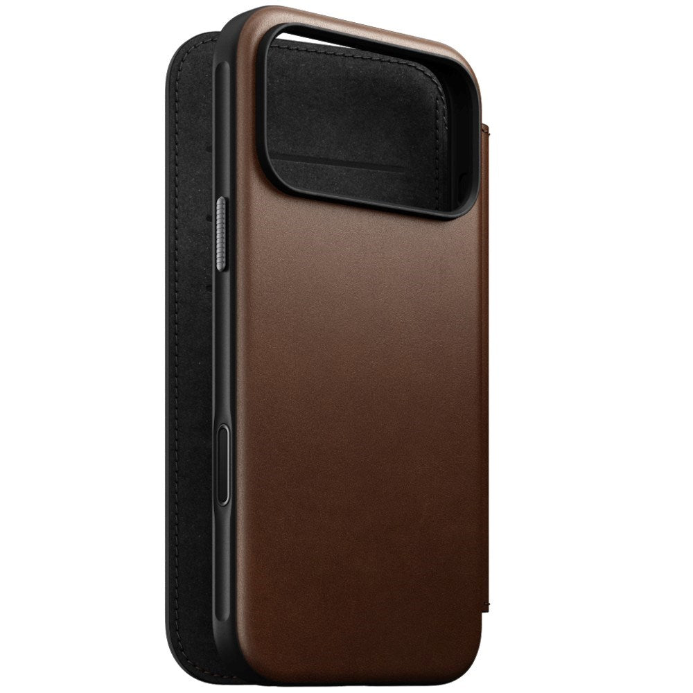 iPhone 18 Pro Nomad Modern Leather Folio Case - MagSafe Kompatibel - Brown
