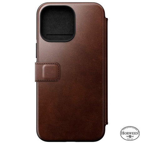 iPhone 14 Pro Max Nomad Modern Horween Leather Folio Deksel - MagSafe Kompatibel - Brun