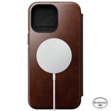 iPhone 14 Pro Max Nomad Modern Horween Leather Folio Deksel - MagSafe Kompatibel - Brun