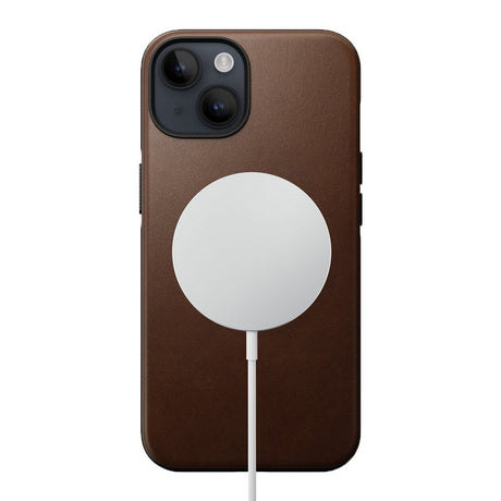 iPhone 14 Nomad Modern Leather Deksel - MagSafe Kompatibel - Brun