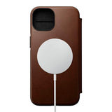 iPhone 14 Nomad Modern Leather Folio Deksel - MagSafe Kompatibel - Brun