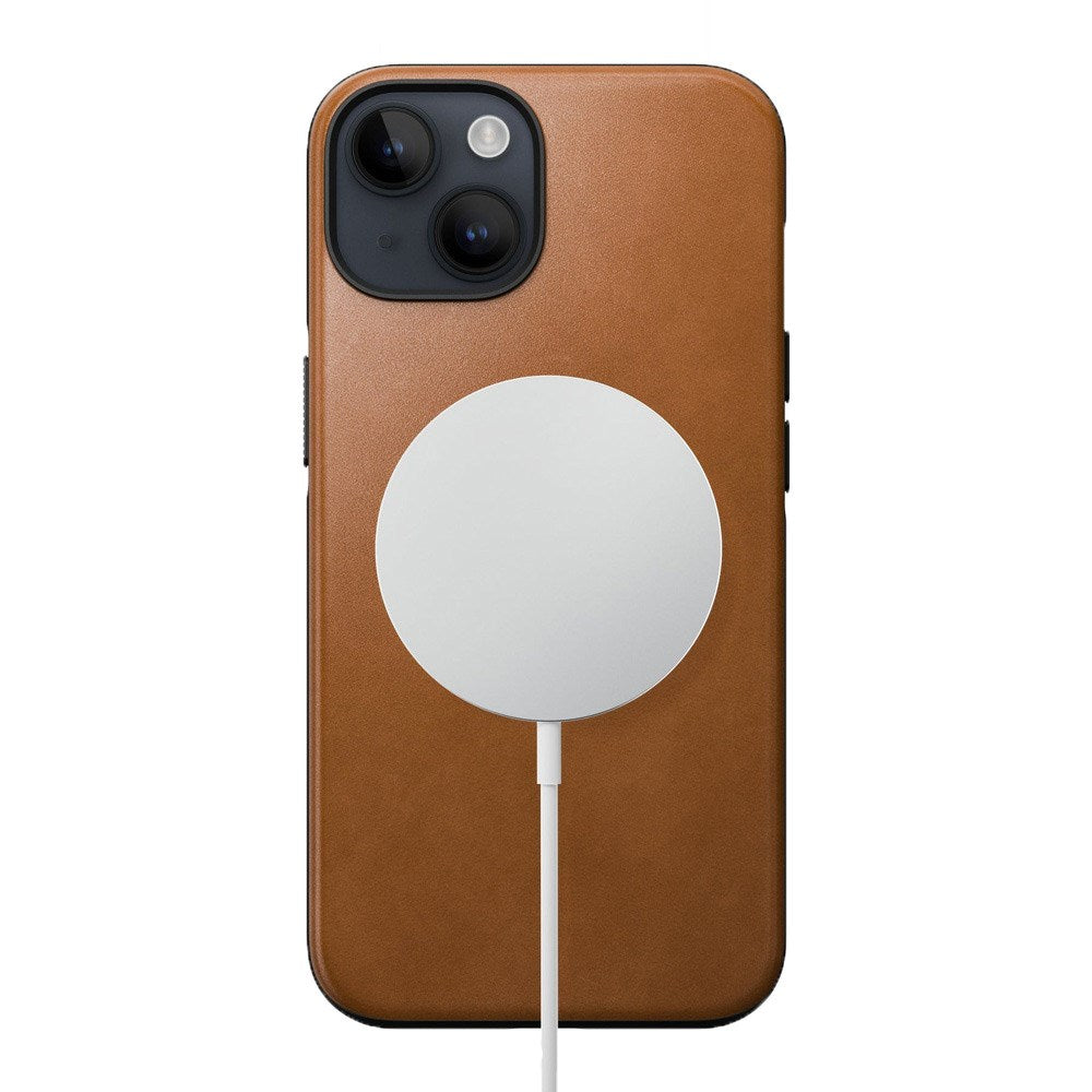 iPhone 14 Nomad Modern Leather Deksel - MagSafe Kompatibel - Tan