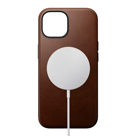 iPhone 15 Nomad Modern Leather Deksel - MagSafe Kompatibel - Brun