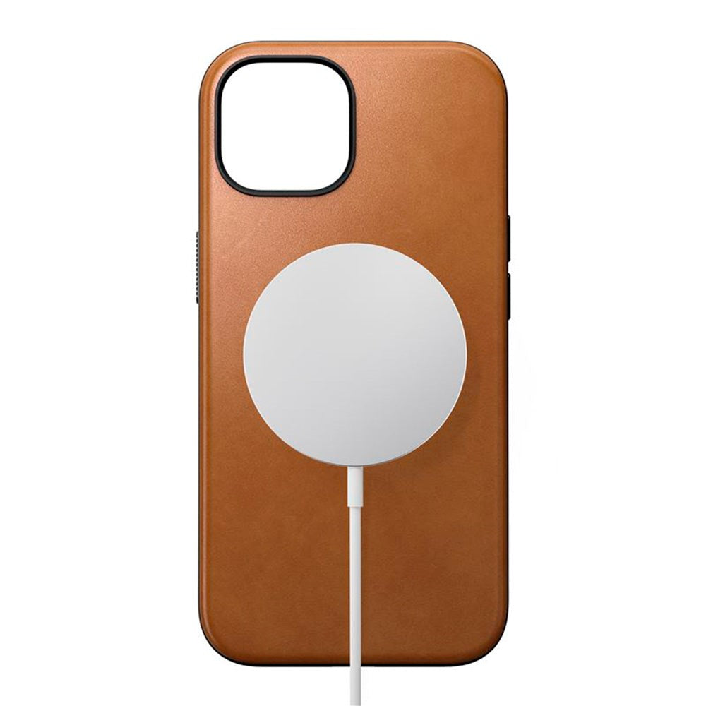 iPhone 15 Nomad Modern Leather Deksel - MagSafe Kompatibel - Tan