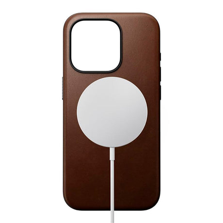 iPhone 15 Pro Nomad Modern Leather Deksel - MagSafe Kompatibel - Brun