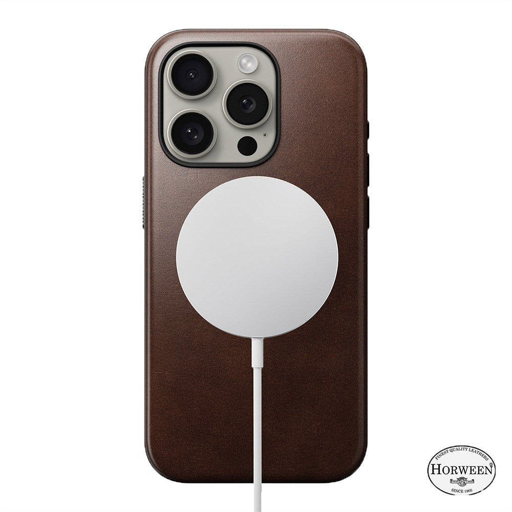 iPhone 15 Pro Modern Nomad Horween Leather Deksel - MagSafe Kompatibel - Brun