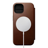 iPhone 15 Nomad Modern Leather Folio Deksel - MagSafe Kompatibel - Brun