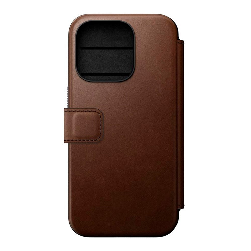 iPhone 15 Pro Nomad Modern Leather Folio Deksel - MagSafe Kompatibel - Brun