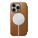 iPhone 15 Pro Nomad Modern Leather Folio Deksel - MagSafe Kompatibel - Tan