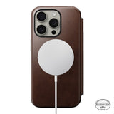 iPhone 15 Pro Nomad Modern Horween Leather Folio Deksel - MagSafe Kompatibel - Brun