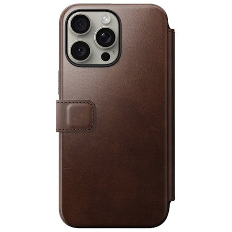 iPhone 15 Pro Max Nomad Modern Horween Leather Folio Deksel - MagSafe Kompatibel - Brun