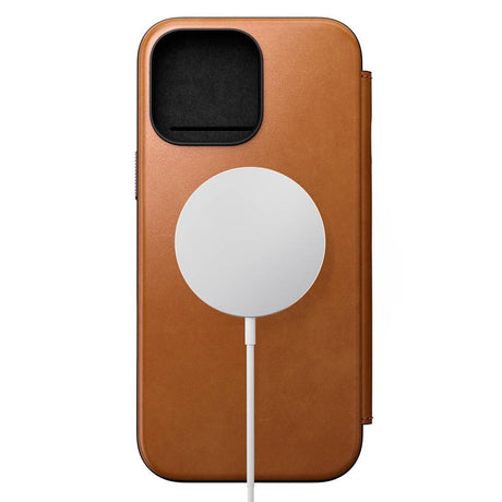 iPhone 16 Pro Max Nomad Modern Leather Folio Deksel - MagSafe Kompatibel - Tan