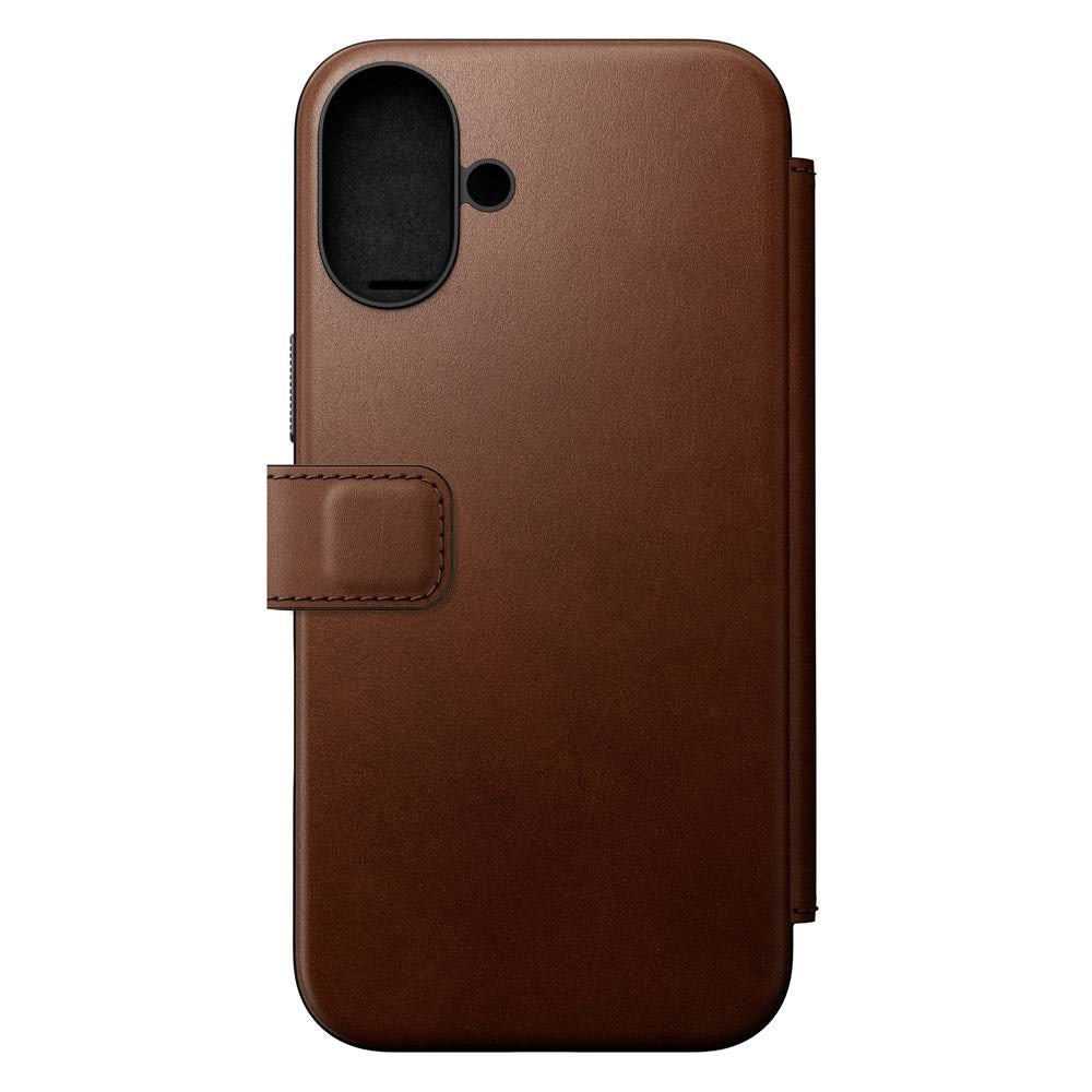 iPhone 16 Plus Nomad Modern Leather Folio Deksel - MagSafe Kompatibel - Brun