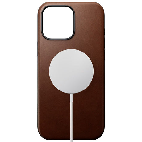 iPhone 16 Pro Max Nomad Modern Leather Deksel - MagSafe Kompatibel - Brun