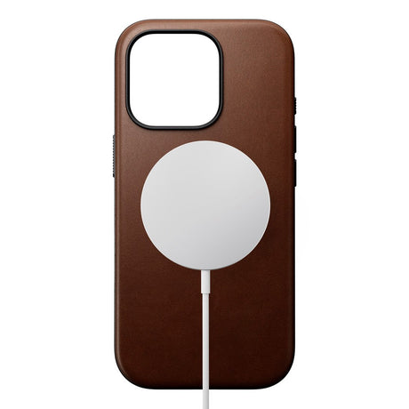 iPhone 16 Pro Nomad Modern Leather Deksel - MagSafe Kompatibel - Brun