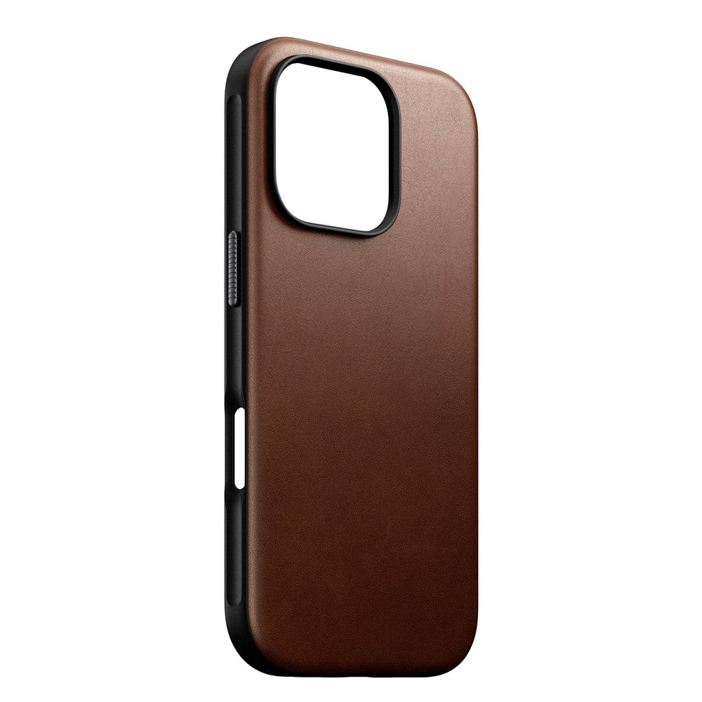 iPhone 16 Pro Nomad Modern Leather Deksel - MagSafe Kompatibel - Brun