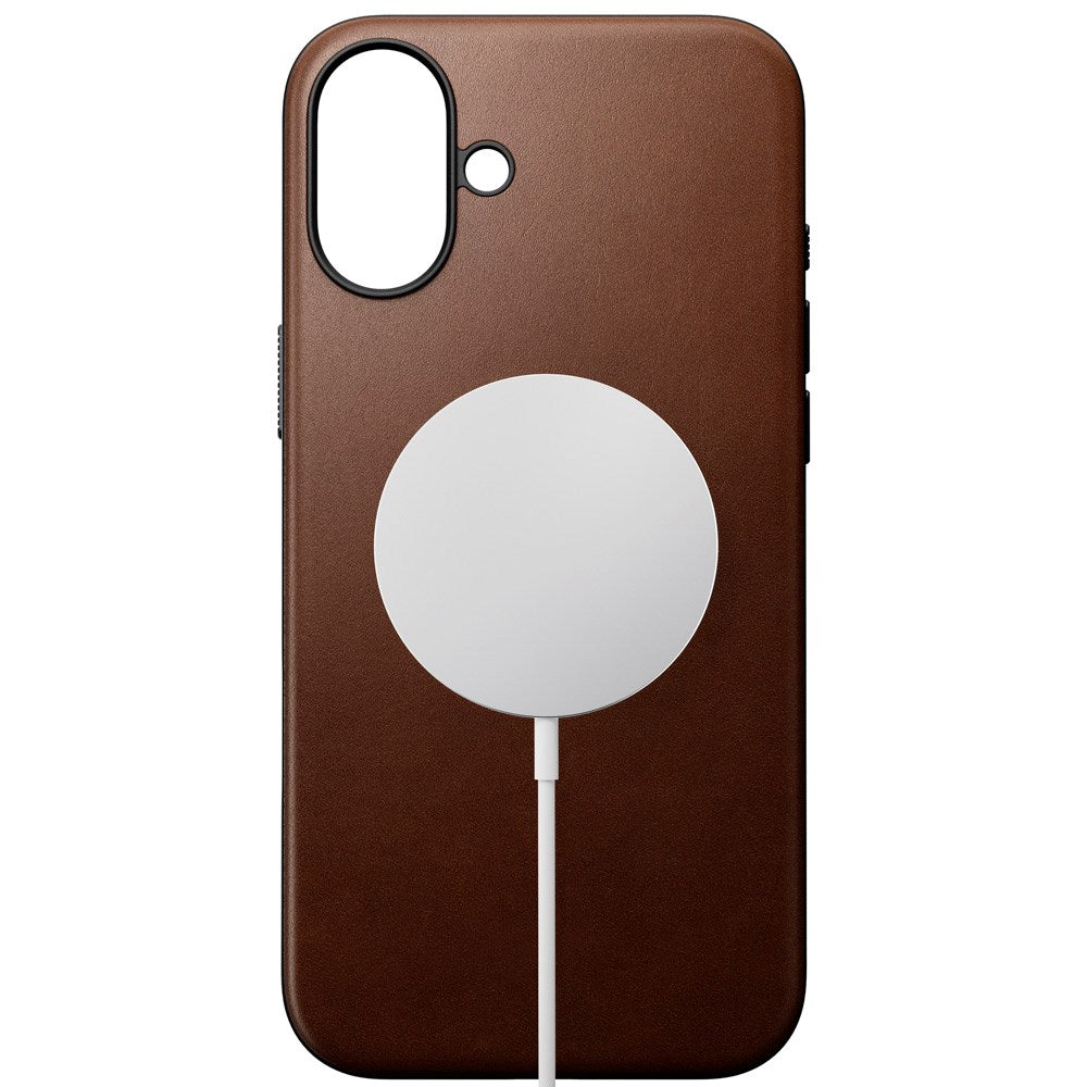 iPhone 16 Plus Nomad Modern Leather Deksel - MagSafe Kompatibel - Brun