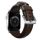 Nomad Apple Watch (42/44/SE/45/46/49mm) Traditional Horween Band Rem - Rustic Brown / Silver Hardware