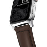 Nomad Apple Watch (42/44/SE/45/46/49mm) Traditional Horween Band Rem - Rustic Brown / Silver Hardware