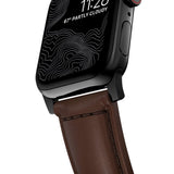 Nomad Apple Watch (42/44/SE/45/46/49mm) Traditional Horween Band Rem - Rustic Brown / Black Hardware