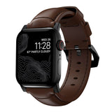 Nomad Apple Watch (42/44/SE/45/46/49mm) Traditional Horween Band Rem - Rustic Brown / Black Hardware