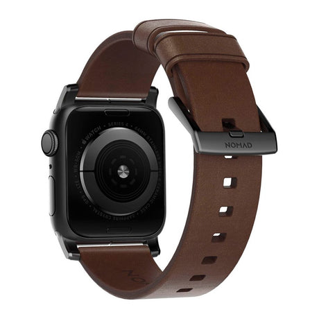 Nomad Apple Watch (42/44/SE/45/46/49mm) Modern Horween Band Rem - Rustic Brown / Black Hardware