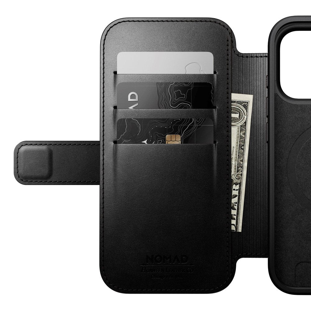 Nomad iPhone 17 Pro Modern Horween Leather Folio Case - MagSafe Kompatibel - Black