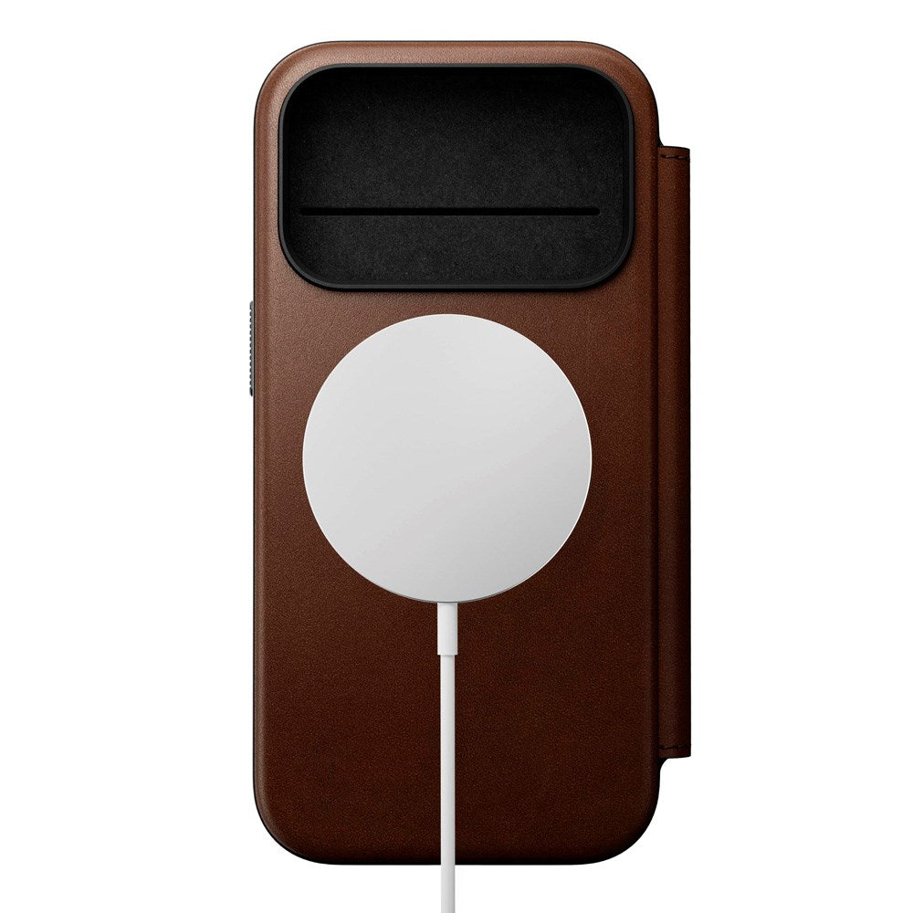 Nomad iPhone 17 Pro Modern Leather Folio Case - MagSafe Kompatibel - Brown