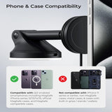 iOttie Velox Qi2 Mobilholder m. Trådløs Lader - Dashbord / Vindusrute - MagSafe Kompatibel - Svart