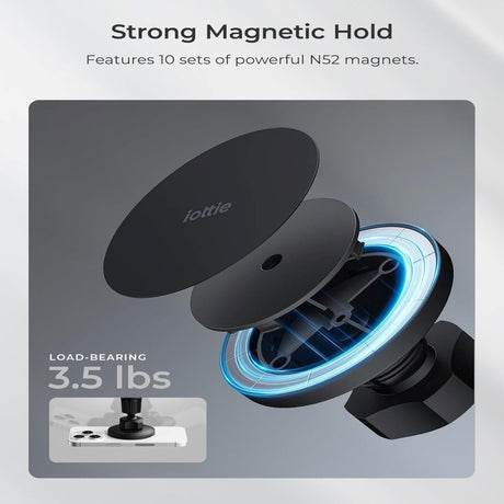 iOttie iTap 3 Mobilholder til Bilens Ventilasjon m. Magnetisk Ring - MagSafe Kompatibel - Svart