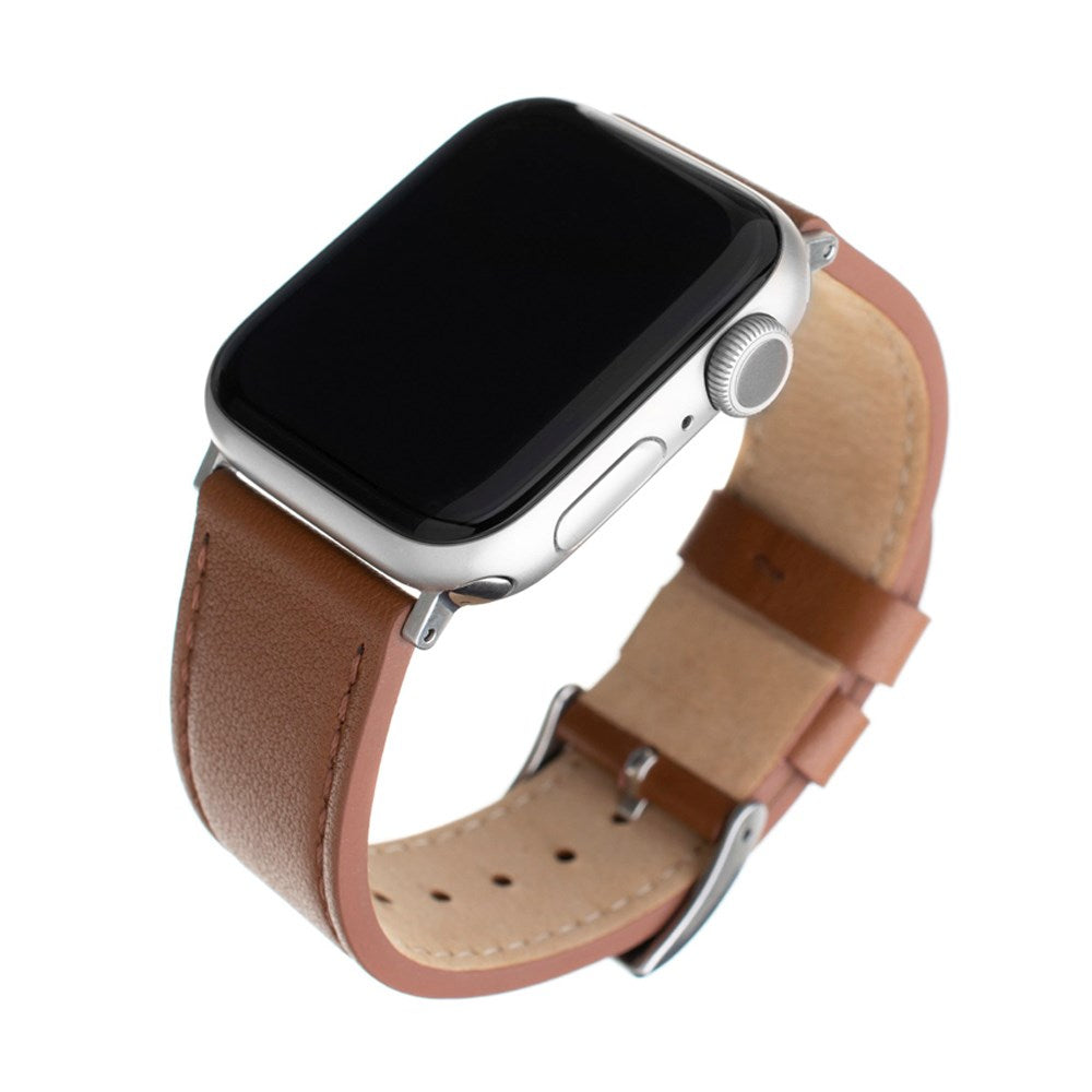 Fixed Apple Watch (42/44/SE/45/46/49mm) Ekte Skinn Reim - Brun