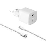 Fixed 30W USB-C PD Fast Vegglader med USB-C til USB-C Kabel - Hvit