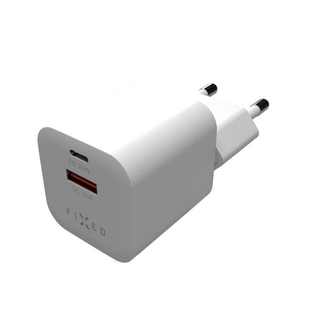 Fixed Mini Vegglader 20W m. USB-A & USB-C - Hvit