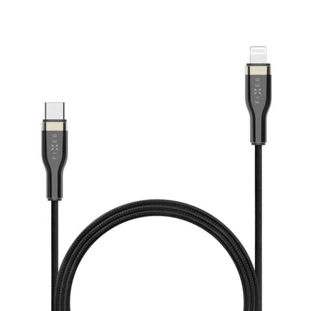 Fixed Metal USB-C til Lightning MFi PD Kabel 60W - 1.2m - Svart