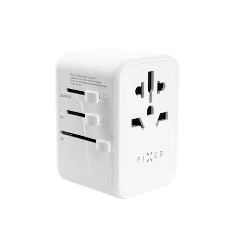 Fixed Universal Reise Adapter 65W EU / UK / USA / AUS - Hvit