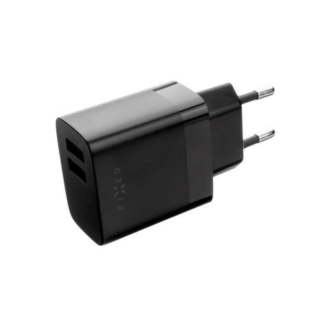 Fixed Vegglader m. 2x USB-A / 1x USB-C Kabel 17W - 1m - Svart
