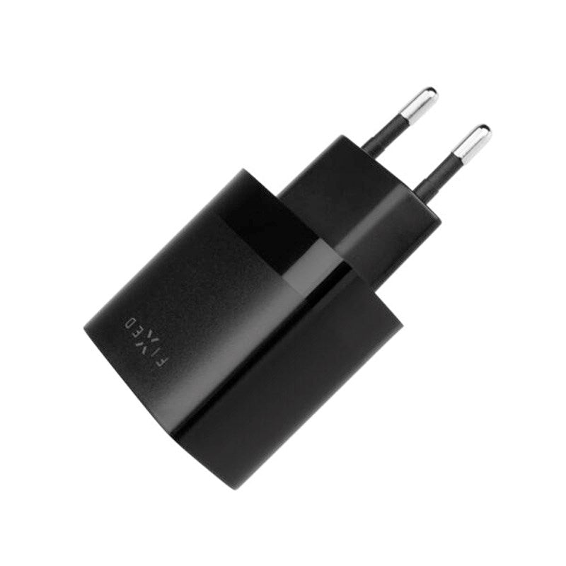 Fixed Vegglader m. 2x USB-A / 1x USB-C Kabel 17W - 1m - Svart