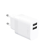 Fixed Vegglader m. 2x USB-A / 1x USB-C Kabel 17W - 1m - Hvit
