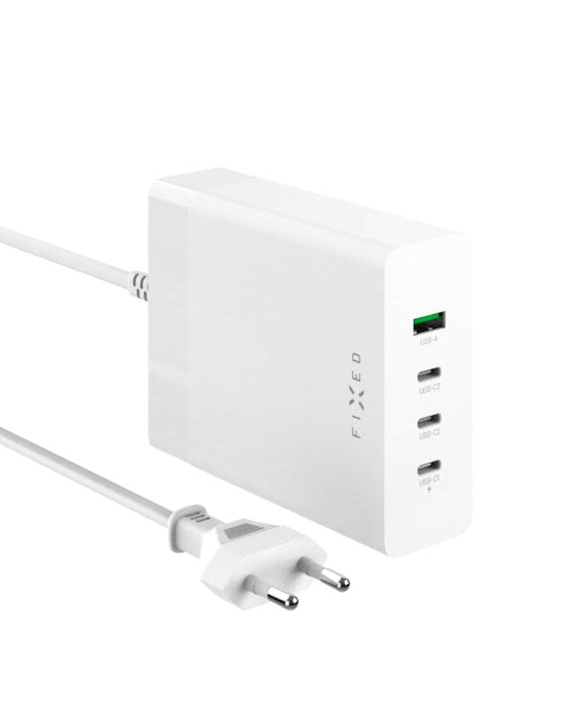 Fixed GaN Bordlader 200W - 3x USB-C / 1x USB-A - Hvit
