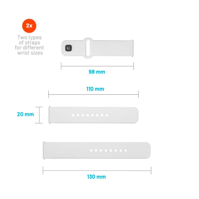 Fixed Universal Smartwatch Sporty Silikon Rem (20mm) - Hvit