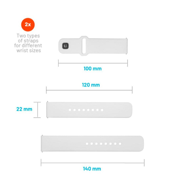 Fixed Universal Smartwatch Sporty Silikon Rem (22mm) - Hvit