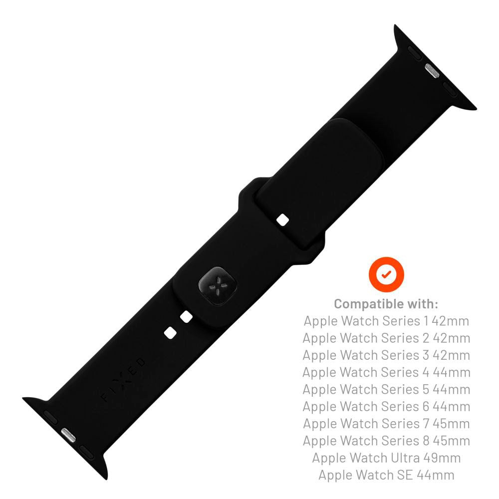 Fixed Apple Watch (42/44/SE/45/46/49mm) Sporty Silikonremsett - Svart