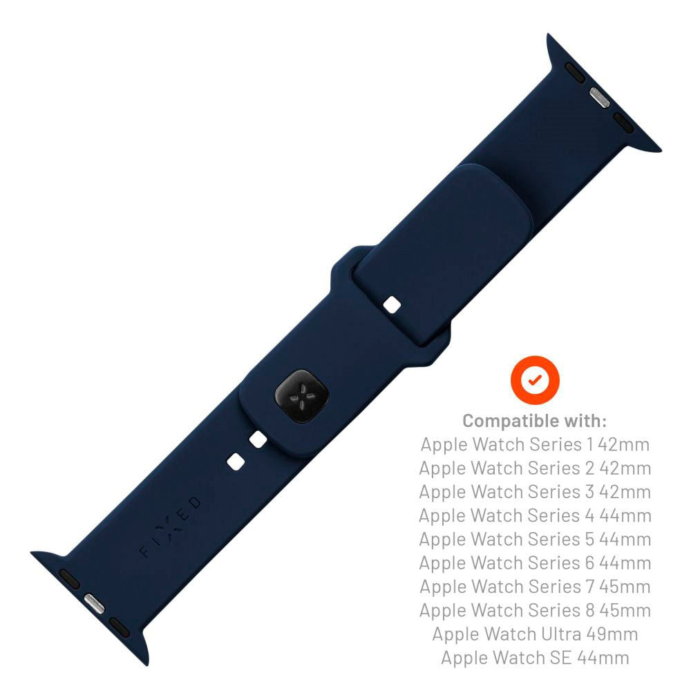 Fixed Apple Watch (42/44/SE/45/46/49mm) Sporty Silikonremsett - Blå