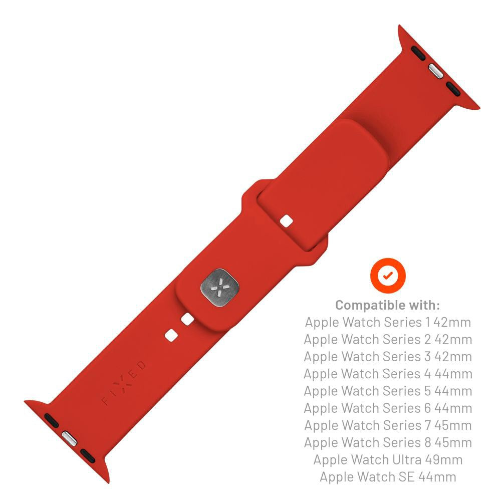 Fixed Apple Watch (42/44/SE/45/46/49mm) Sporty Silikonremsett - Rød